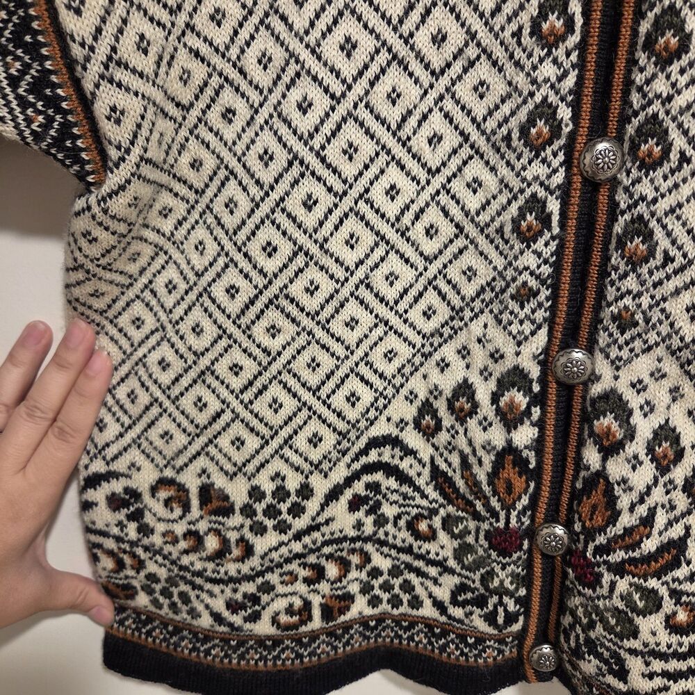 DALE OF NORWAY Fair Isle Knit Wool Cardigan Sweater Medium Nordic Vintage Multi - Picture 9 of 13